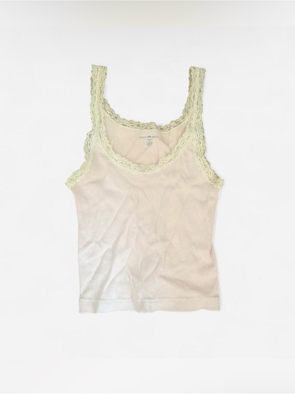 Brandy Melville Pale Sage Ribbed Lace-Trim Tank